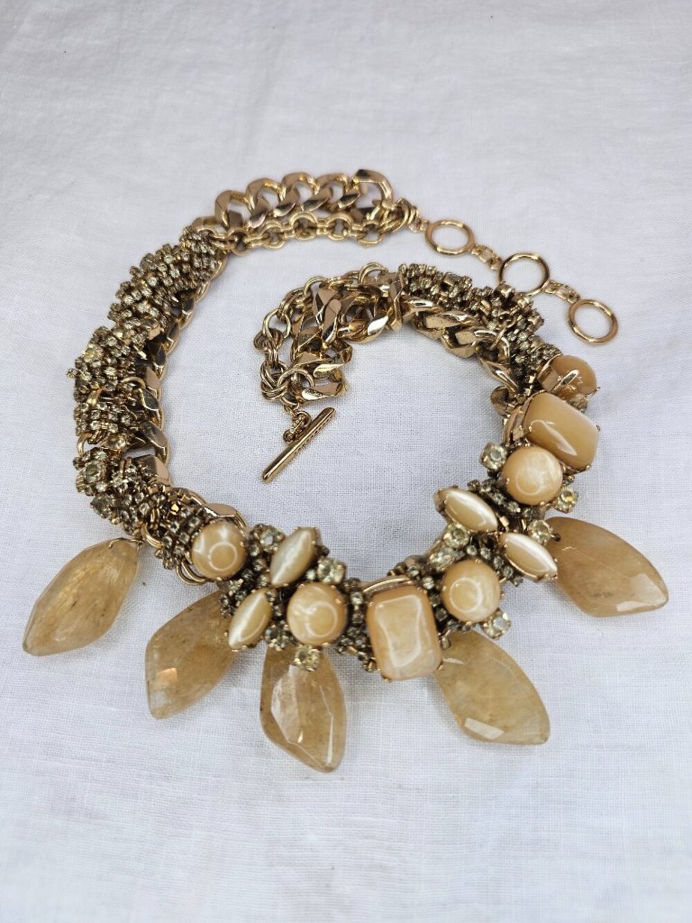 Stella & Dot Jacqueline Chunky Gold Tone Asymmetrical Choker Princess Necklace